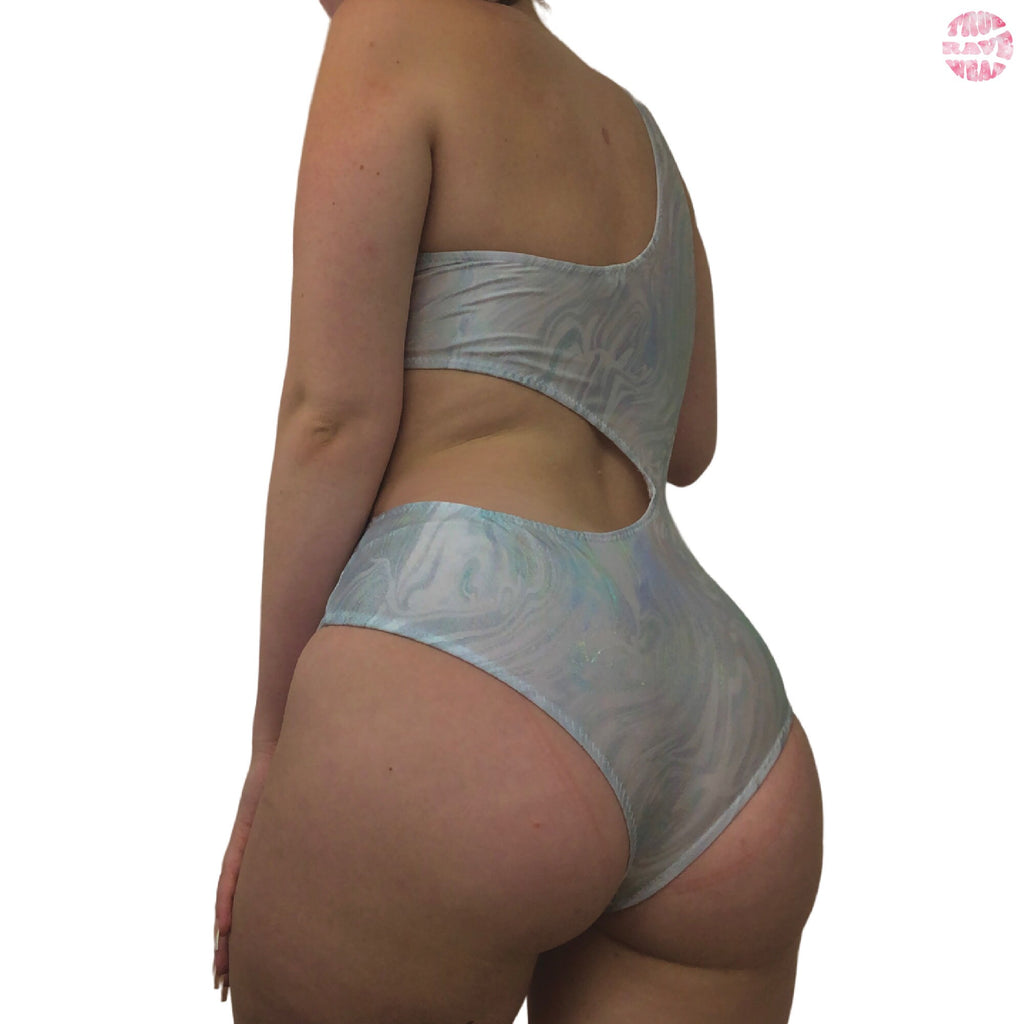 Liquid Magic Asymmetrical Cut Out Rave Bodysuit - Medium