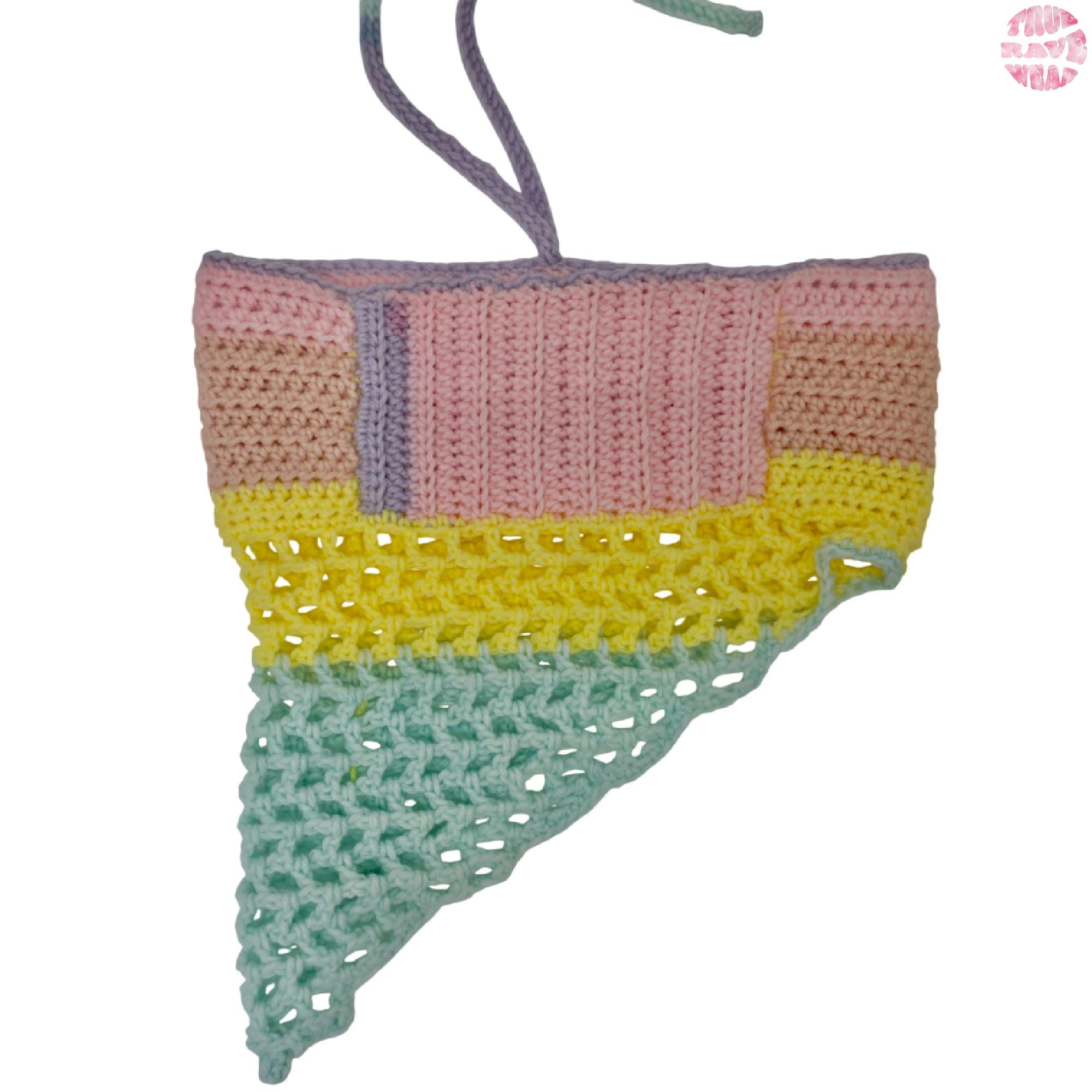 Crochet Pastel Ombre Mesh Rave Set - S/M