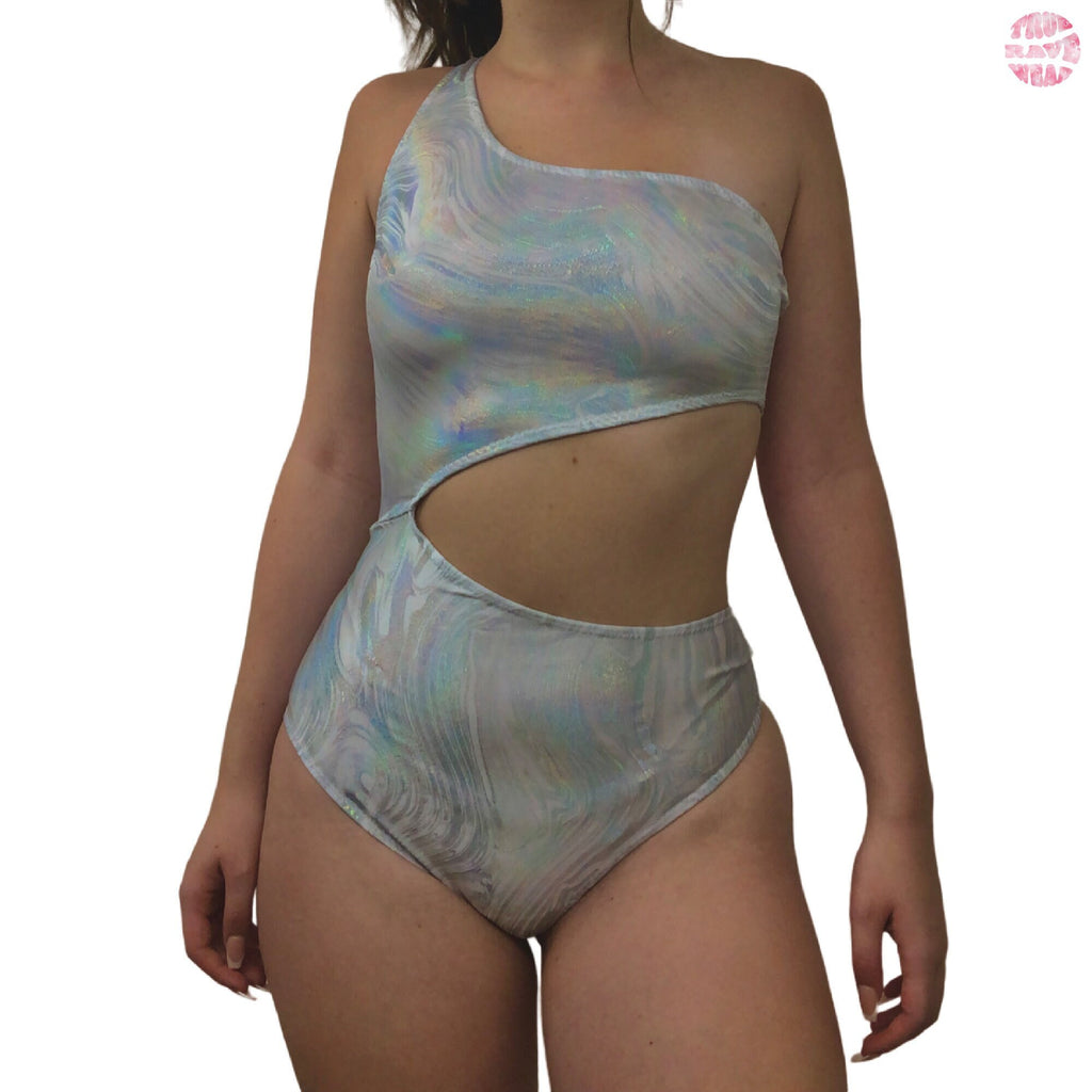 Liquid Magic Asymmetrical Cut Out Rave Bodysuit - Medium