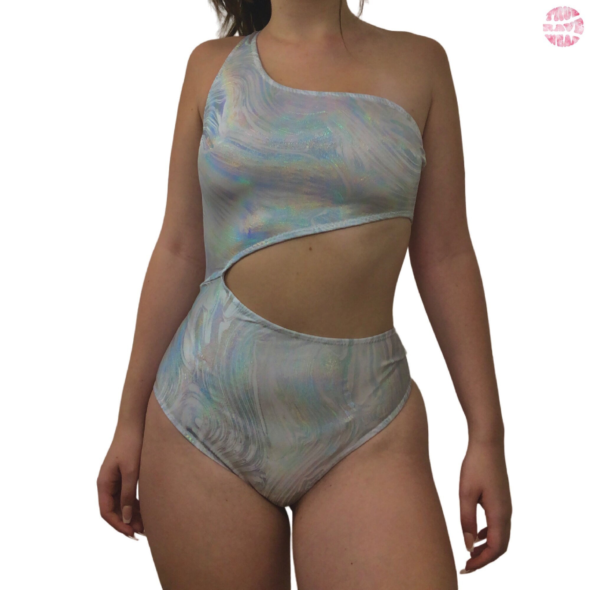 Liquid Magic Asymmetrical Cut Out Rave Bodysuit - Medium