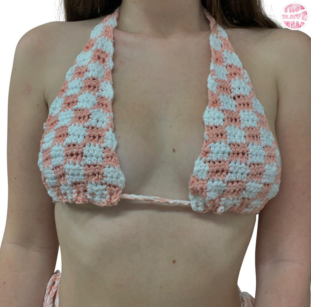 Crochet checkered bikini set - S/M