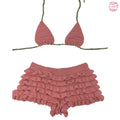 Crochet Pink Cotton & Bamboo Ruffle Bloomer Shorts