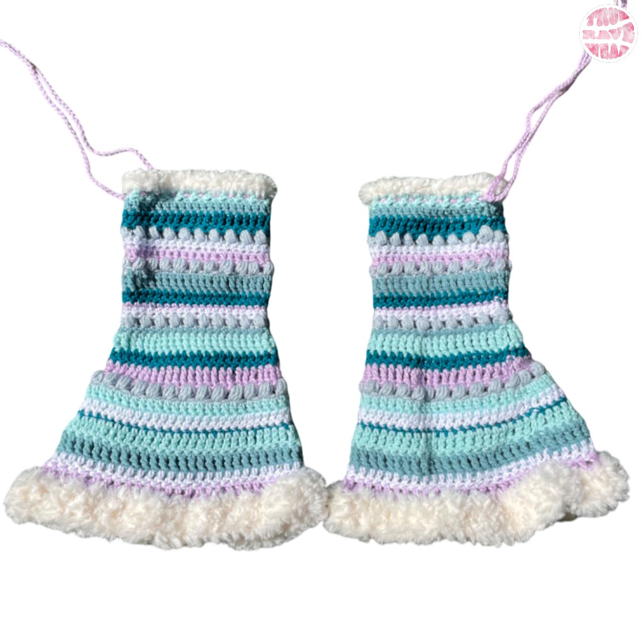 Crochet Multi Coloured Fur Leg Warmers