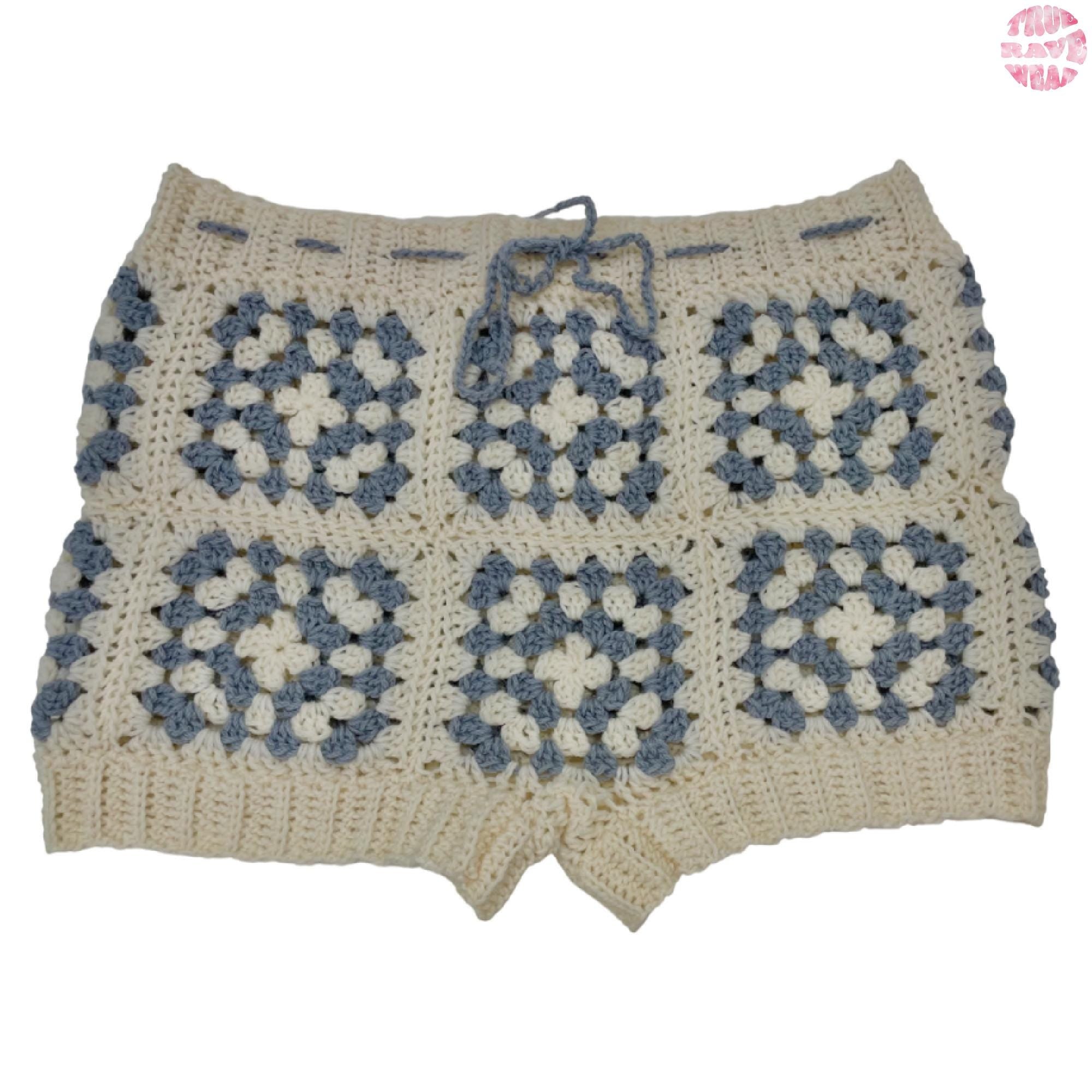 Crochet Granny Square Micro MIni Shorts - Size XS
